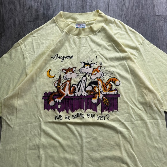 Hanes Beefy Other - Vintage 80s Arizona Drunk Cats Humor Tee XL USA Hanes Beefy-T single stitch